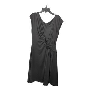 VINCE Camuto Dress 12 Black Drape Shift Sheath Office Scoop Neck Minimalist